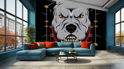 pit bull dog with ornament background. animal logo template Wall mural