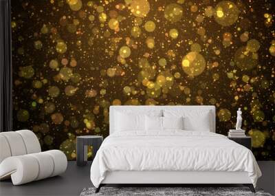 Abstract Gold Sparkle Glitter Lights Grunge Dust Circles Background Wall mural