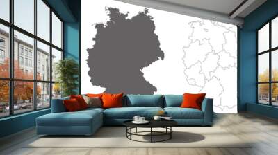 4 vector political maps of Germany  with regions on white background	 Wall mural