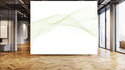 abstract vector green wave lines on white background	 Wall mural