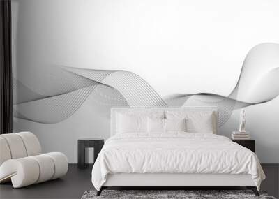 abstract wave lines on white background Wall mural