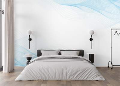 frame of abstract vector blue wave melody lines on white background	 Wall mural