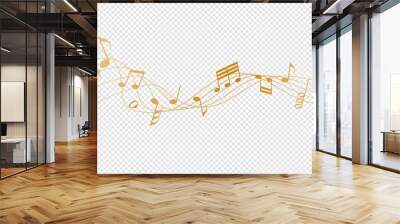 golden musical notes melody on transparent background Wall mural