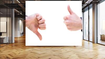 hand with thumb up isolated on white background Wall mural