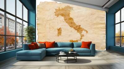 map of Italy on old grunge brown paper Wall mural