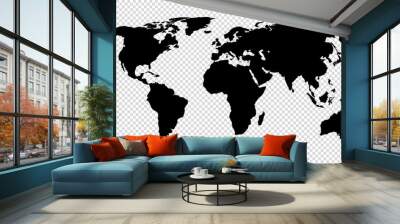 map of world on transparent background Wall mural