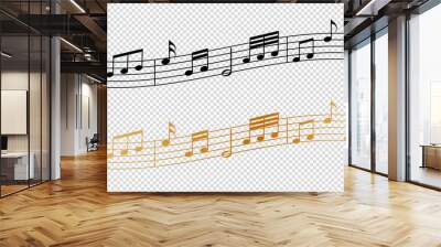 musical notes melody on transparent background Wall mural