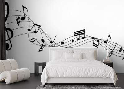 musical notes melody on white background Wall mural