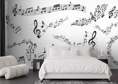 musical notes melody on white background	
 Wall mural