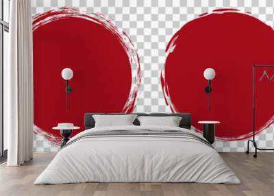 red round brush painted circle banner on transparent background Wall mural