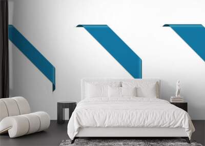 set of blue corner ribbon banners Wall mural