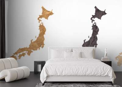 set of maps of Japan on old dark and brown crumpled grunge papers
 Wall mural