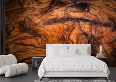 texture of dark brown olive wood plank. background of wooden surface	
 Wall mural