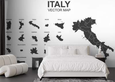 vector map of italy with borders of regions Wall mural