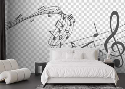 vector sheet music - musical notes melody on transparent background	 Wall mural