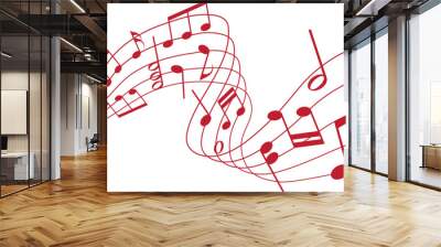 vector sheet music - red musical notes melody on white background	 Wall mural