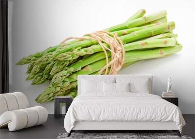 Fresh green asparagus isolated on white background Wall mural