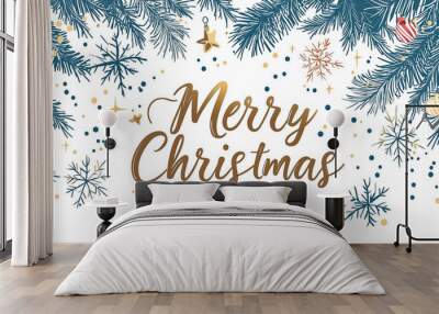 Merry Christmas greeting card with white background Wall mural