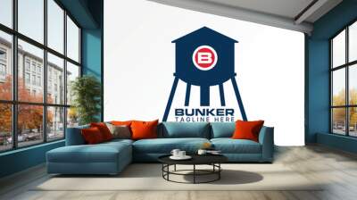 Logo design graphic concept abstract creative premium vector stock bunker water tower storage tank. Related to home property house structure building Wall mural