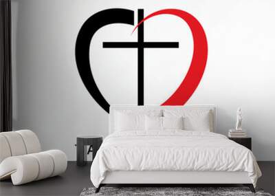 Logo design graphic concept abstract creative premium vector stock swoosh love with church pray ministry faith. Related to christian catholic baptism Wall mural