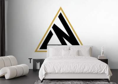 Logo design graphic concept creative abstract premium vector stock initial CN or DN line sport font on triangle. Related to monogram typography brand Wall mural