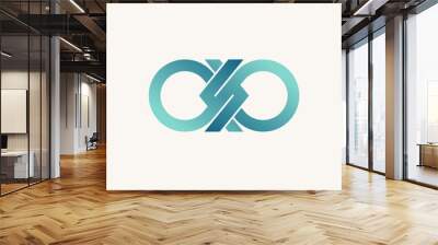 Simple and unique meta or infinity sign with cutting and bracket on side like letter S font image graphic icon logo design abstract concept vector stock. Can be used as symbol tech to application  Wall mural