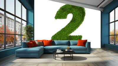 3d rendering of Alphabet number 2 made of boxwood flower. high resolution image in isolated white background Wall mural