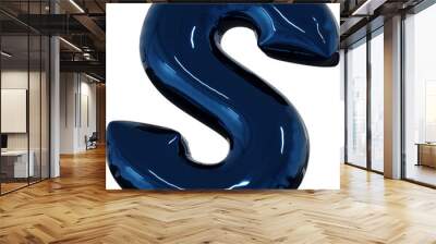 3d rendering of the alphabet letter made of blue foil balloon isolated Wall mural