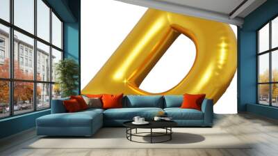 Gold foil alphabet letter D isolated. 3d rendering Wall mural