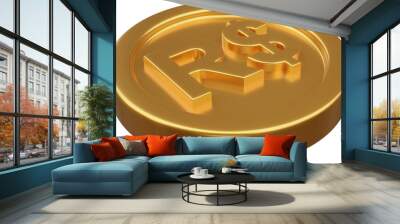 Golden Brazilian Real coin 3d render illustration	 Wall mural