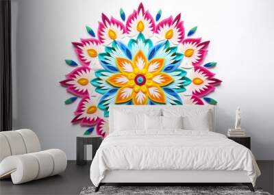 Top view of a rangoli design with vibrant colors Wall mural