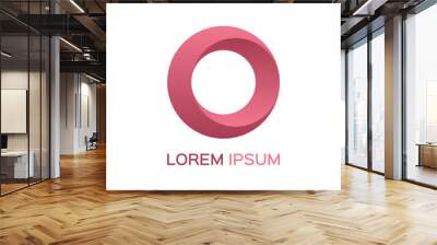 Abstract business logo, pink circle icon Wall mural