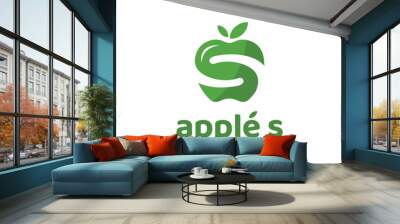 Apple fruit logo with letter s shape Wall mural