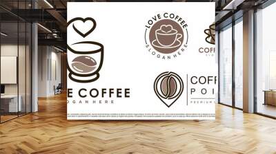 Coffee icon set logo and coffee shop logo design inspiration with creative element Premium Vector Wall mural