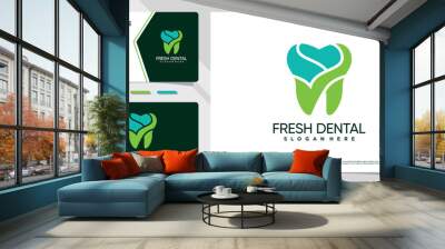 Dentist logo design for dental care clinic with creative concept and business card template Wall mural