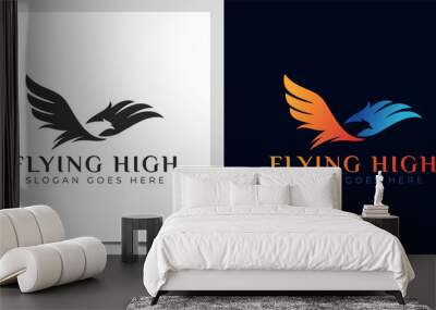 faster Flying high bird eagle, falcon, phoenix modern silhouette logo for brand identity Wall mural