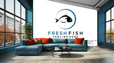 Fresh Fish seal/emblem logo Premium Vector Wall mural