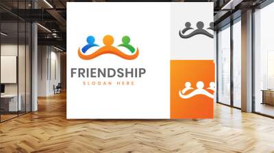 friendship logo, People community, human together family vector symbol, unity logo icon design Wall mural