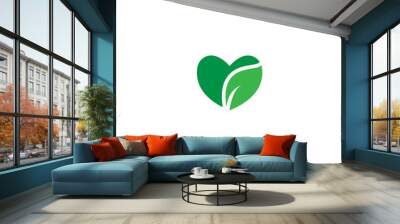 Heart leaf logo, healthy heart logo vector design template Wall mural