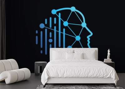 Human Symbol Artificial Intelligent Logo Design Template Vector Illustration Wall mural