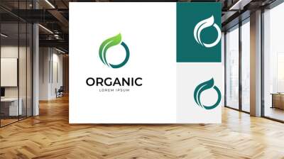 initial Letter O Leaf Nature Vector Logo icon design for organic product, sign, element logo, bio, ecology identity brand logo Wall mural