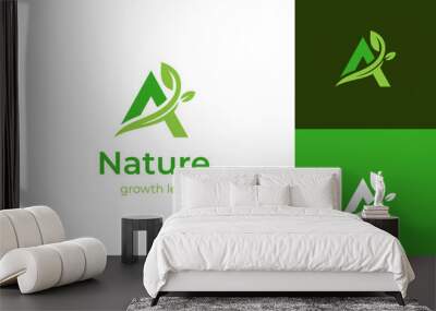 Letter A leaf growth logo icon design symbol Wall mural