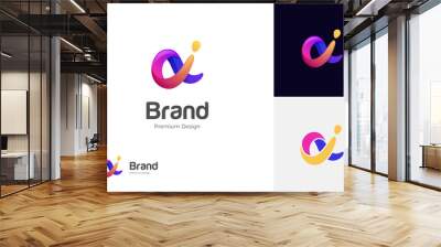 letter ai lowercase identity logo design with multicolor shape icon design element, minimalist style for business technology and company identity Wall mural