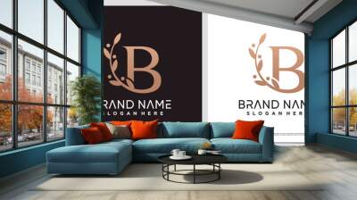 Letter b logo design template for beauty salon icon with creative element and simple concept Wall mural