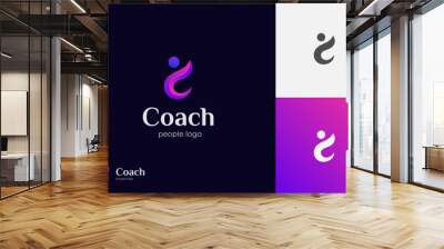 letter c coach vector logo symbol for Life coaching logo, consulting logo icon design graphic template Wall mural