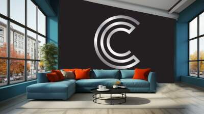 Letter C logo design, silver color Wall mural