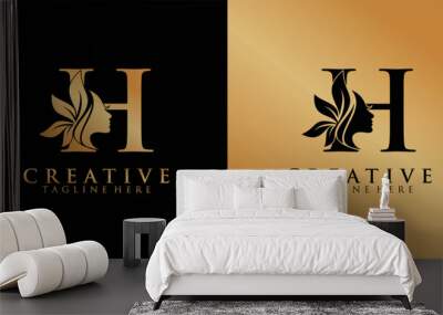 Letter H logo combination  beauty logo icon Premium Vector Wall mural