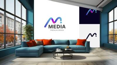 letter m media digital logo icon design. motion graphic vector logo template Wall mural