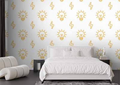 Light bulb electricity seamless pattern on white background vector design Wall mural