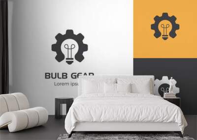 Lightbulb and Gear Logo Icon design for Education, Idea, Innovation, Invention, and Business logo symbol Wall mural